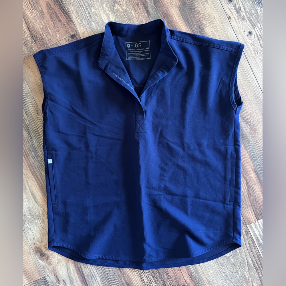 Figs Deep Blue Sleeveless Top